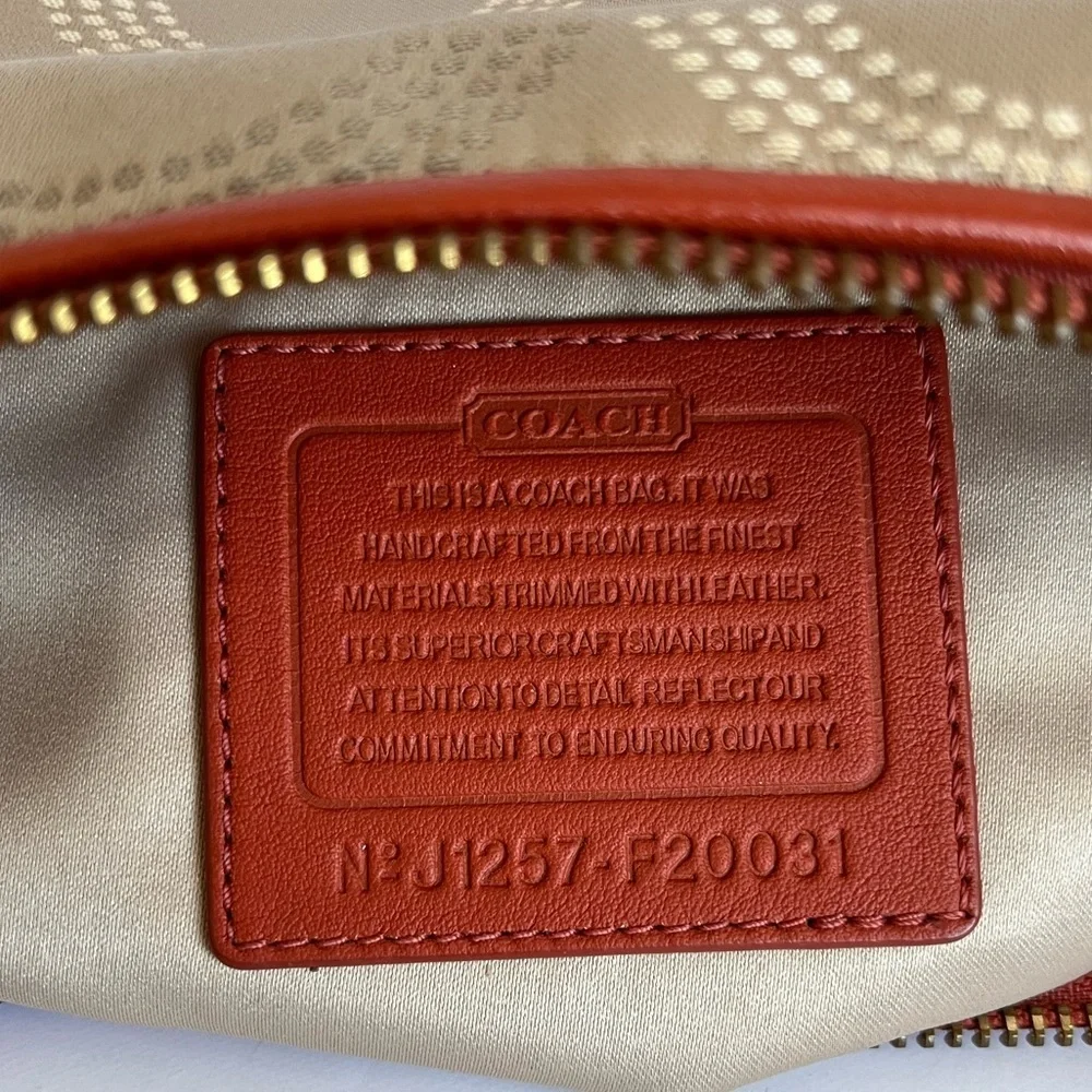 Coach Ashley Op Art Hobo Bag Khaki Orange F20031 - Picture 9 of 10